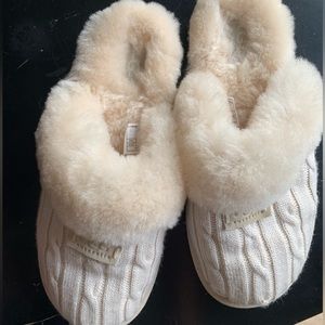Ugg Cream Beige Cozy Knit Slippers